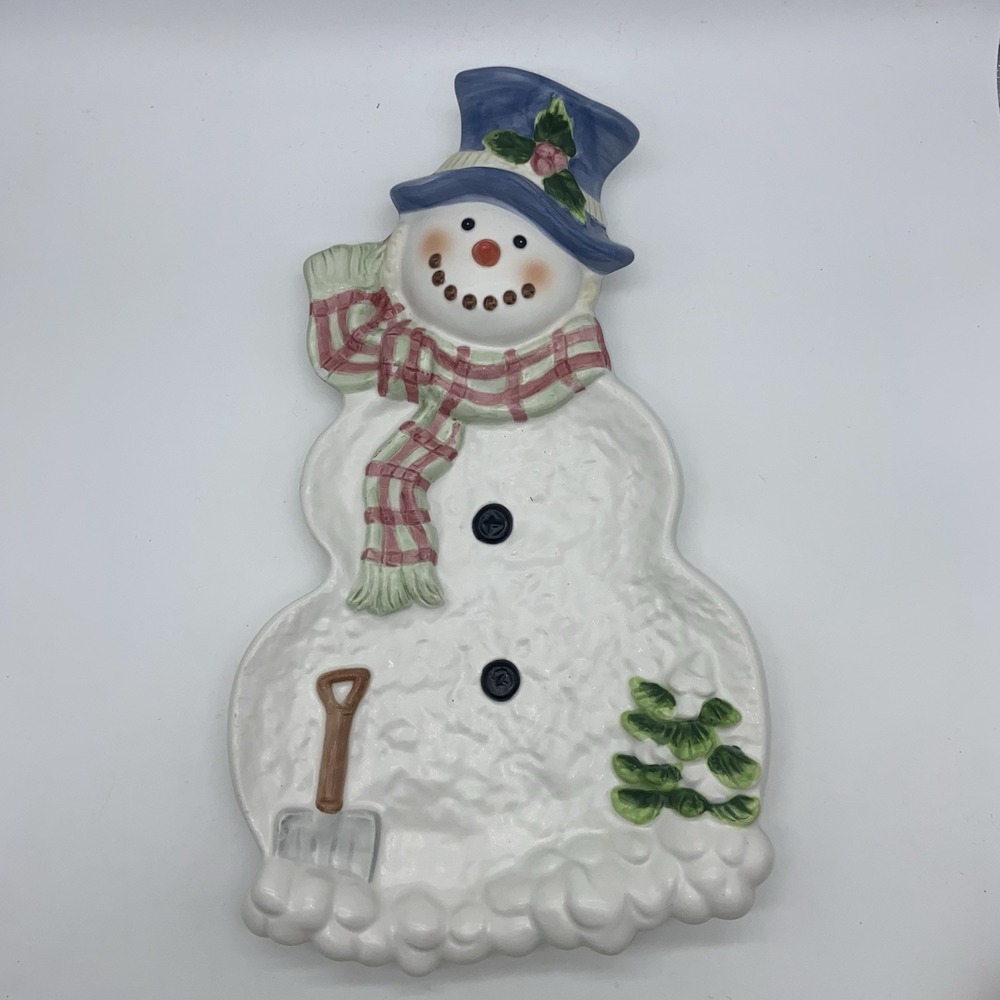 Cracker Barrel Christmas Snowman‎ Serving Plate Platter Cookie Cookies Santa